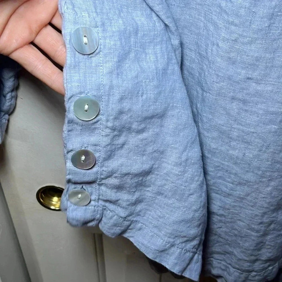 TAHARI Linen Short Sleeve Tunic Top‎ Coastal Beach Swim Cover Lagenlook Summer - Picture 4 of 11